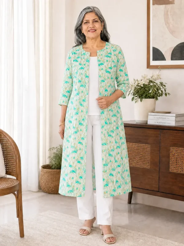 Adaptive Front Open Velcro Closure Kurti for Women-wearly Adaptive Front Open Velcro Closure Kurti for Women: Easy Dressing, Comfort & Independence for Elderly Women