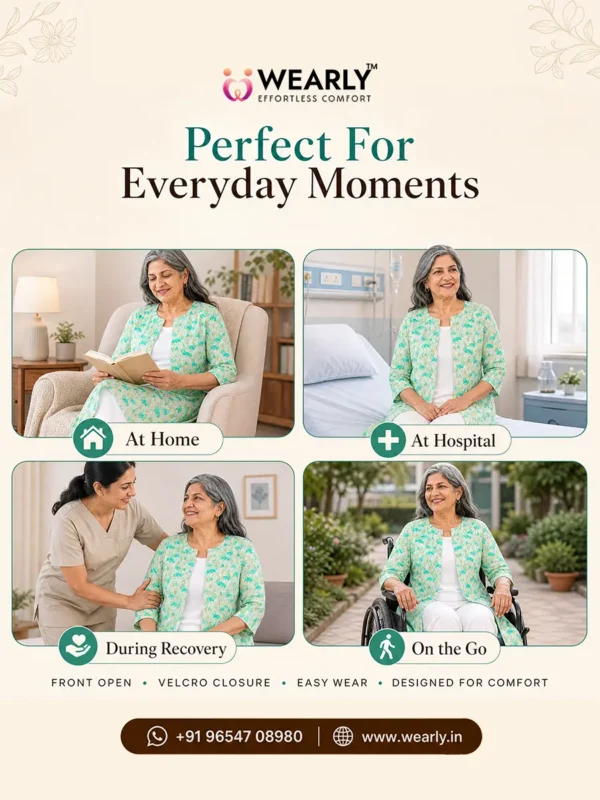 Adaptive Front Open Velcro Closure cotton Kurti for Women Adaptive Front Open Velcro Closure cotton Kurti for Women