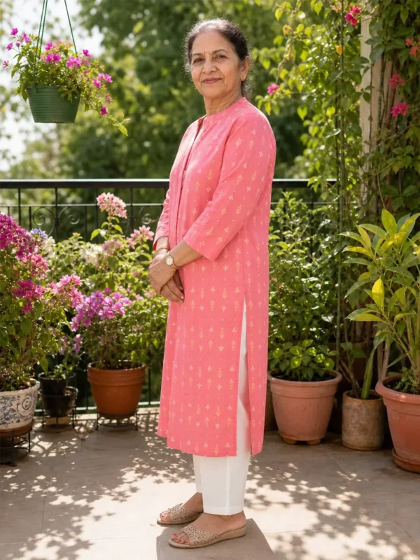 Adaptive Kurti for Elderly Women | Front Open Velcro Patient Clothing-02 Adaptive Kurti for Elderly Women | Front Open Velcro Patient Clothing