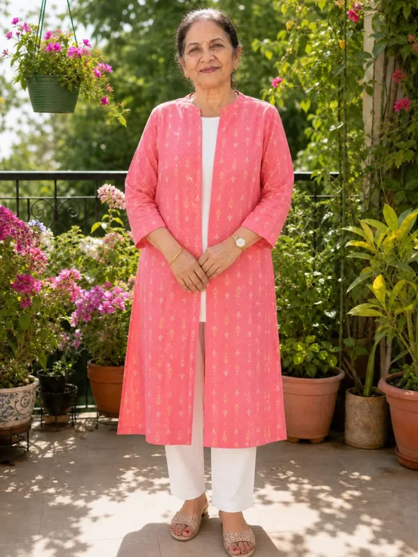 Adaptive Kurti for Elderly Women | Front Open Velcro Patient Clothing