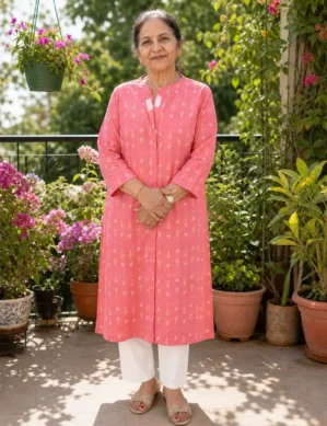 Adaptive Kurti for Elderly Women | Front Open Velcro Patient Clothing
