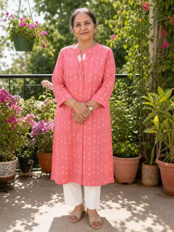 Adaptive Kurti for Elderly Women | Front Open Velcro Patient Clothing Adaptive Kurti for Elderly Women | Front Open Velcro Patient Clothing
