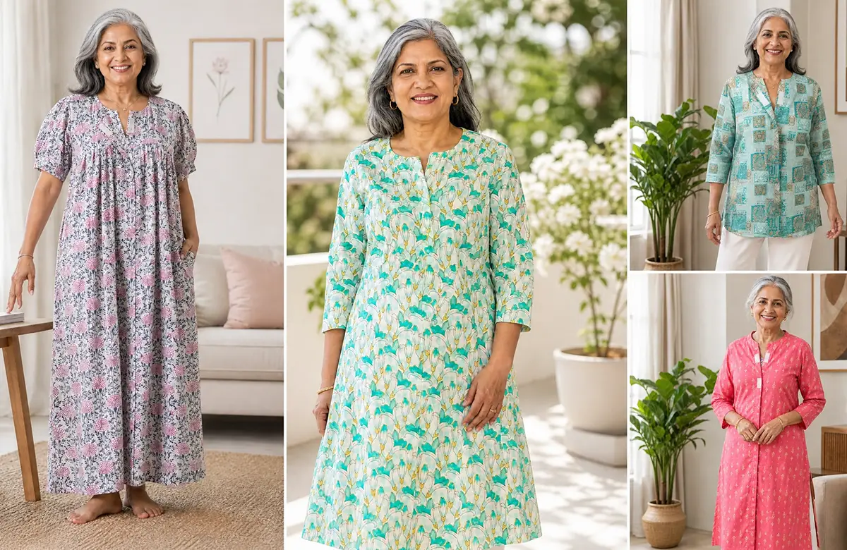 Adaptive Front Open Velcro Closure Kurti for Women: Easy Dressing, Comfort & Independence for Elderly Women