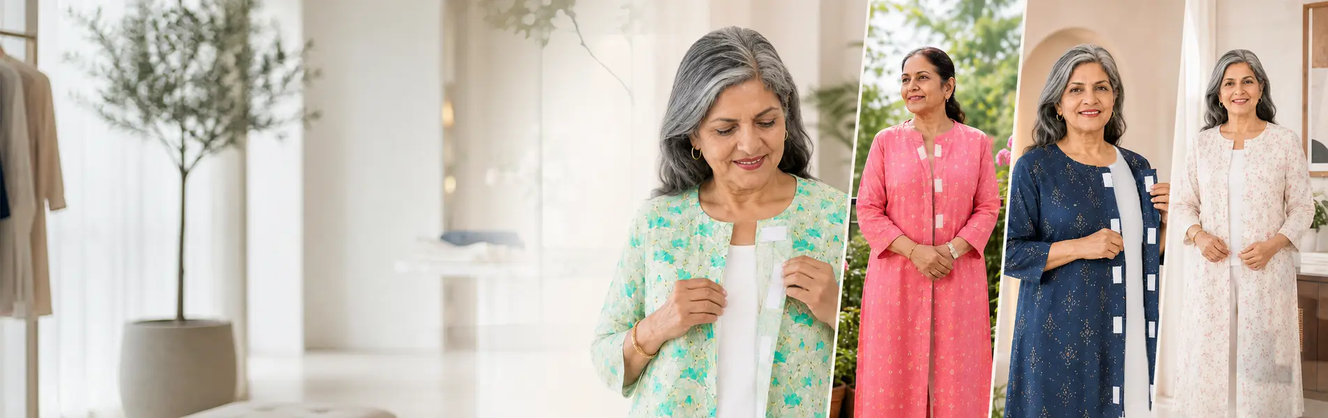 Easy Wear Front Open Velcro Kurti for Elderly & Patients