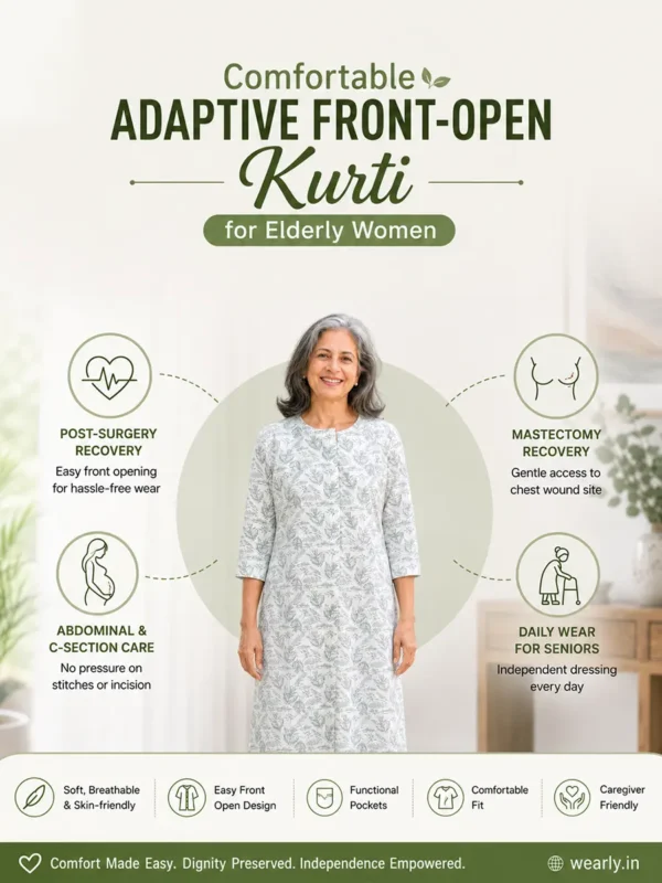 Comfortable Adaptive Kurti for Elderly Women
