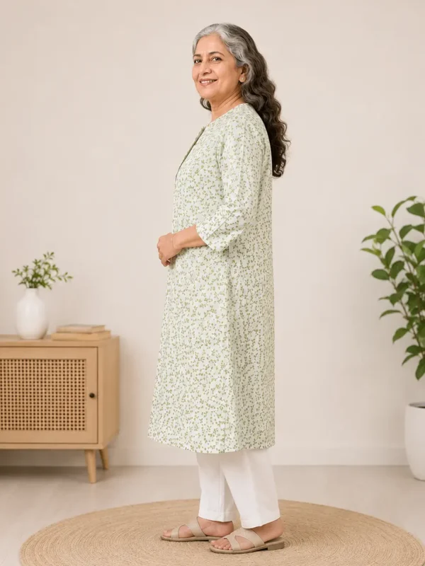 Women's Easy Access Front Open Adaptive Kurti with Velcro Closure for Seniors
