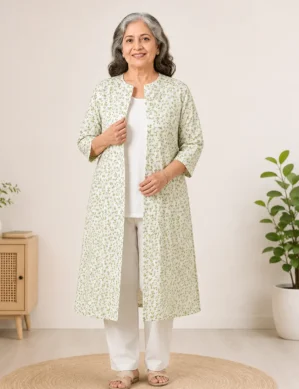 Womens Easy Access Front Open Adaptive Kurti with Velcro Closure for Seniors Women's Easy Access Front Open Adaptive Kurti with Velcro Closure for Seniors