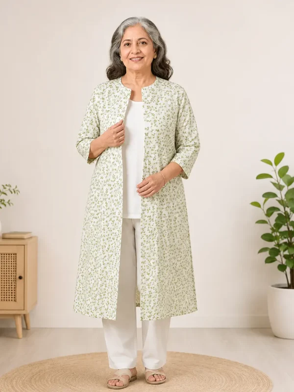Women's Easy Access Front Open Adaptive Kurti with Velcro Closure for Seniors