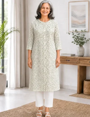 Women's Easy Access Front Open Adaptive Kurti with Velcro Closure for Seniors