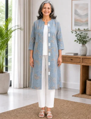 Adaptive Front Open Velcro Kurti for Elderly Women-02 Adaptive Front Open Velcro Kurti for Elderly Women