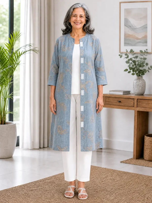 Adaptive Front Open Velcro Kurti for Elderly Women-02 Adaptive Front Open Velcro Kurti for Elderly Women