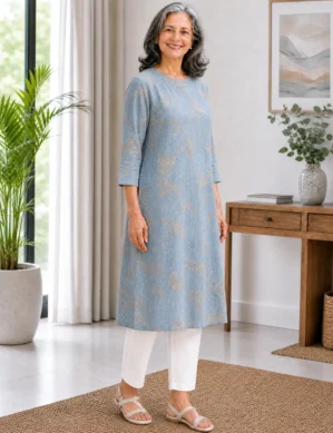 Adaptive Front Open Velcro Kurti for Elderly Women