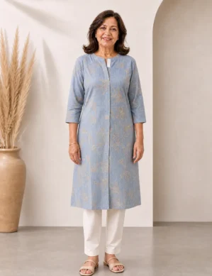 Adaptive Front Open Velcro Kurti for Elderly Women