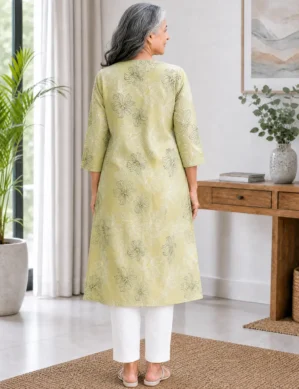 Front Open Cotton Adaptive Kurti for Patient Care-01 Front Open Cotton Adaptive Kurti for Patient Care | Easy Velcro Closure for Women