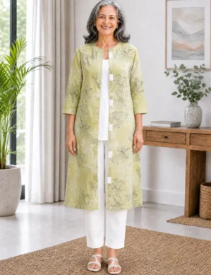 Front Open Cotton Adaptive Kurti for Patient Care-02 Front Open Cotton Adaptive Kurti for Patient Care | Easy Velcro Closure for Women