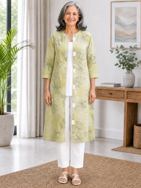 Front Open Cotton Adaptive Kurti for Patient Care | Easy Velcro Closure for Women