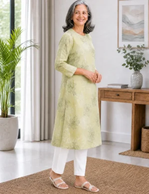 Front Open Cotton Adaptive Kurti for Patient Care | Easy Velcro Closure for Women