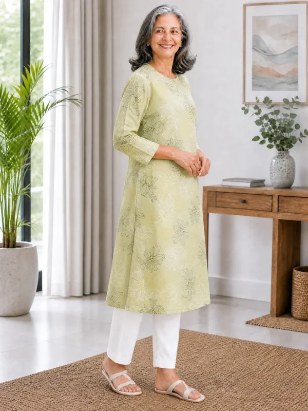 Front Open Cotton Adaptive Kurti for Patient Care | Easy Velcro Closure for Women