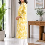 Women's Cotton Front Open Velcro Closure Kurti for Easy Dressing