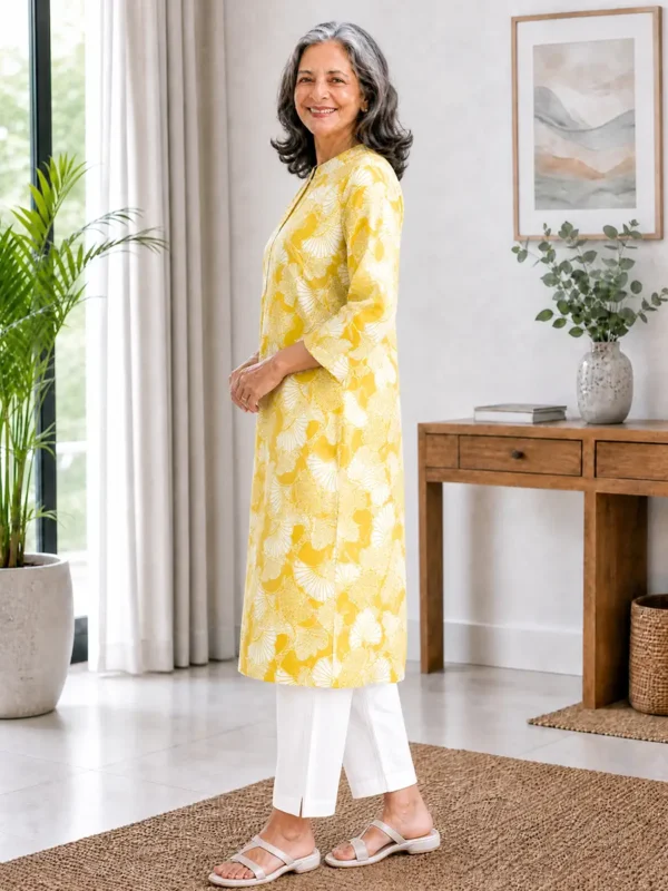 Womens Cotton Front Open Velcro Closure Kurti for Easy Dressing-wearly-02 Women's Cotton Front Open Velcro Closure Kurti for Easy Dressing