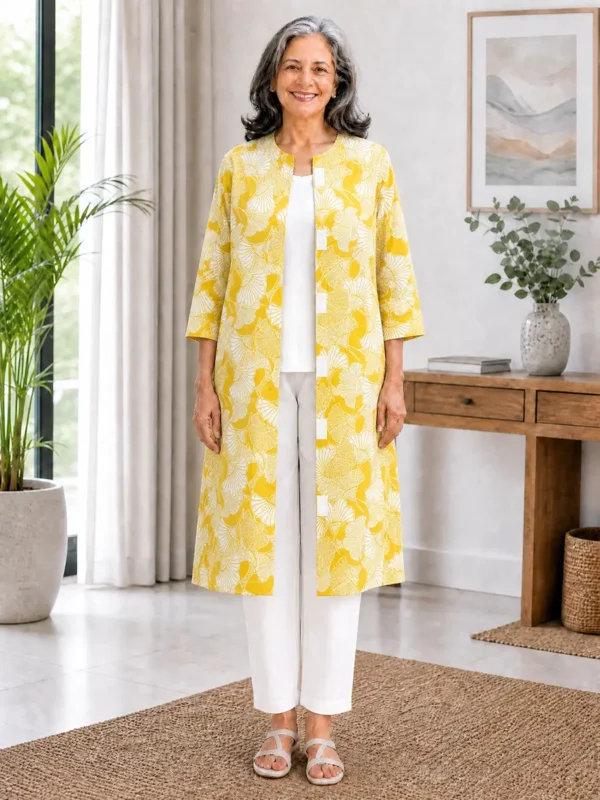Womens Cotton Front Open Velcro Closure Kurti for Easy Dressing-wearly-03 Women's Cotton Front Open Velcro Closure Kurti for Easy Dressing
