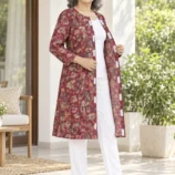 Cozy Elegance Front-Open Pashmina Kurti for Women-Winter Wear