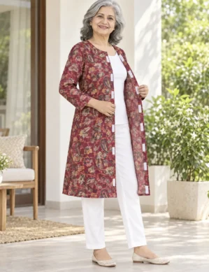 Cozy Elegance Front-Open Pashmina Kurti for Women-Winter Wear-01 Cozy Elegance Front-Open Pashmina Kurti for Women-Winter Wear