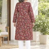 Cozy Elegance Front-Open Pashmina Kurti for Women-Winter Wear