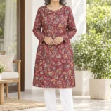 Cozy Elegance Front-Open Pashmina Kurti for Women-Winter Wear
