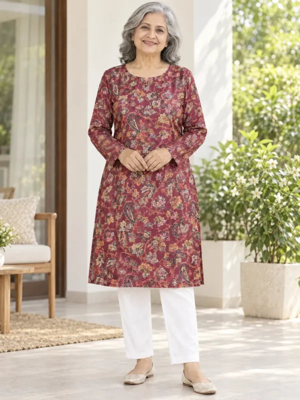 Cozy Elegance Front-Open Pashmina Kurti for Women-Winter Wear Cozy Elegance Front-Open Pashmina Kurti for Women-Winter Wear