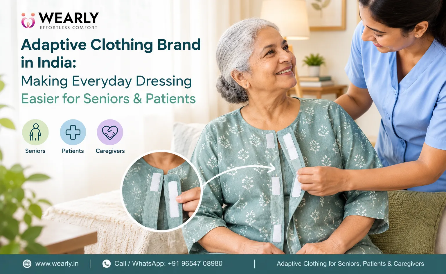 Wearly: Front-open adaptive clothing for seniors in India with easy Velcro closures