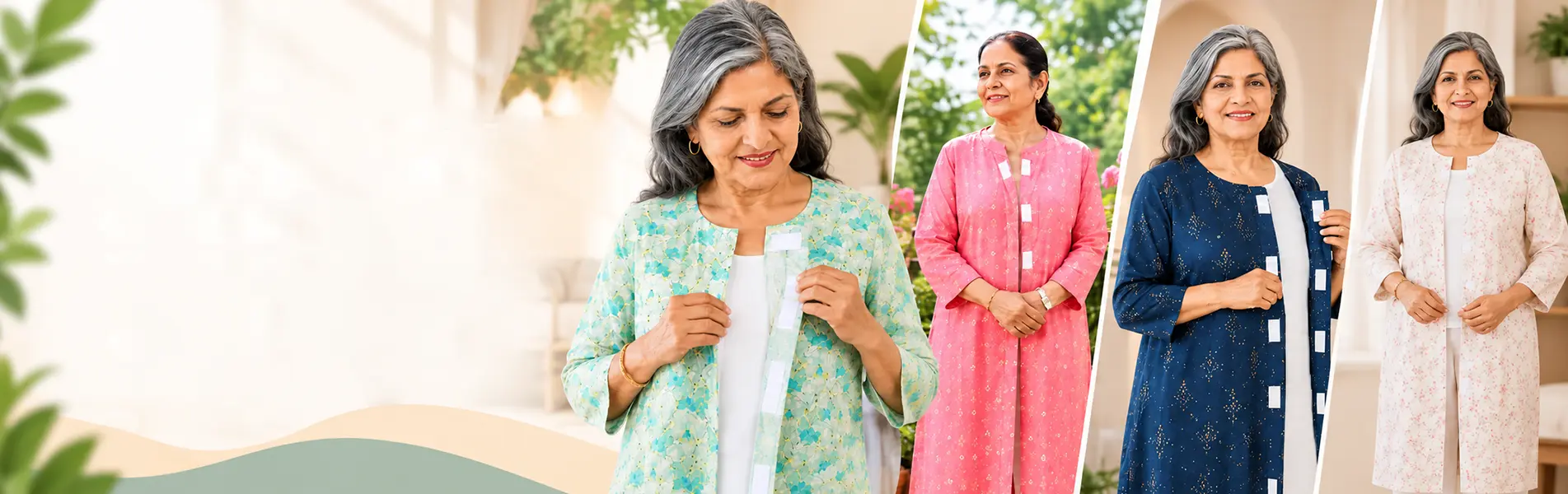Easy Wear Front Open Velcro Kurti for Elderly & Patients